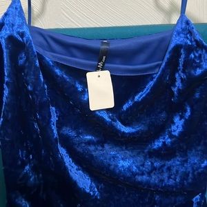 Blue velvet mini dress